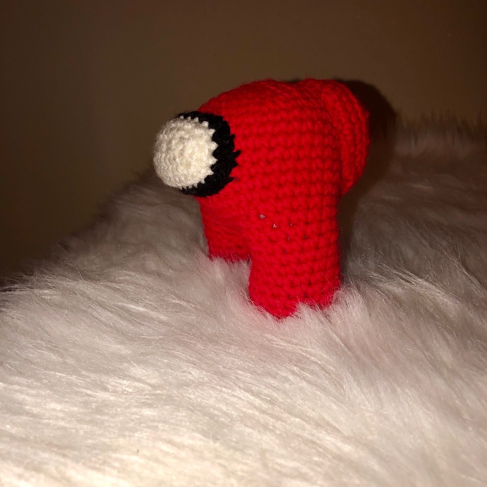 Hand crocheted stuffed Among Us character
